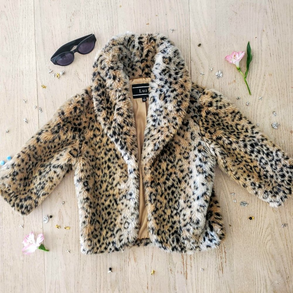 Vintage Leopard Print Three Quarter Sleeve Jacket